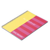 Carnet Bright Cheerful pink and yellow striped design (Côté gauche)
