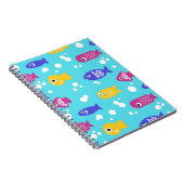 Carnet Bright Colorful Cartoon Fish Pattern Blue (Côté Droit)
