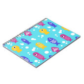Carnet Bright Colorful Cartoon Fish Pattern Blue (Côté gauche)