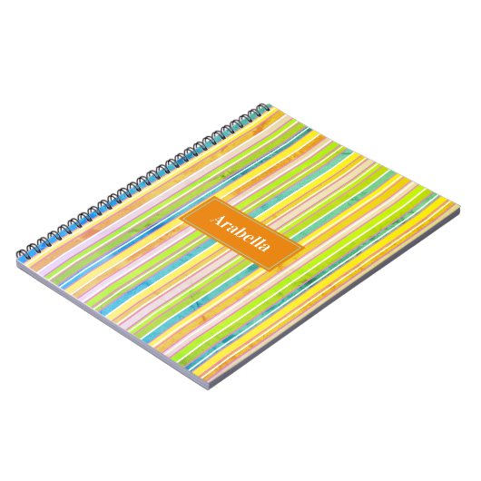 Carnet Bright Colour Grunge Stripes Monogramme (Côté gauche)