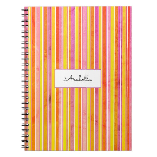 Carnet Bright Colour Grunge Stripes Personnalisé (Devant)