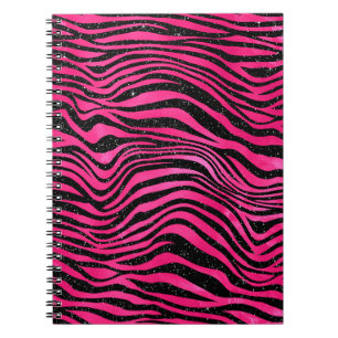 Carnet Bright Pink and Black Glam Animal Print Stripes