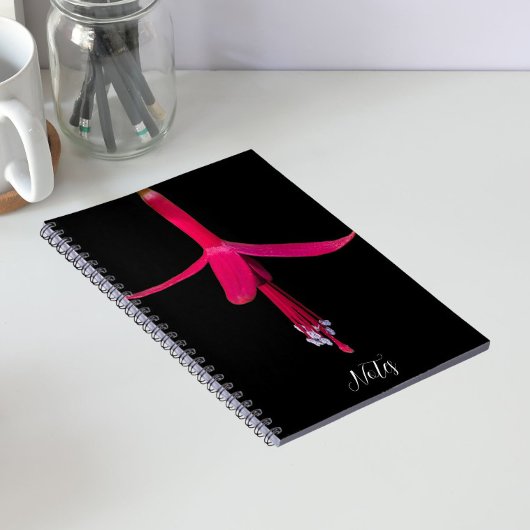 Carnet Bright Pink Fuchsia Flower on Black
