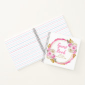 Carnet Bright Pink Gold Elegant Flowers Birthday Party (Intérieur)