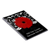 Carnet Bright Red Gerbera Daisy on Black (Côté Droit)