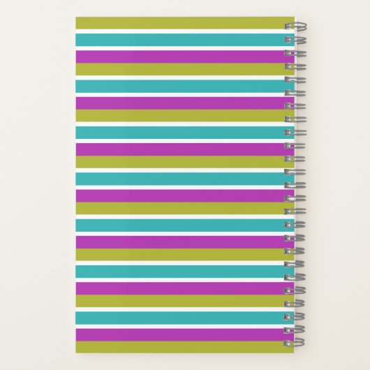 Carnet Bright Stripe Moderne Élégant Design Monogramme (Verso)