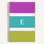 Carnet Bright Stripe Moderne Élégant Design Monogramme (Recto)