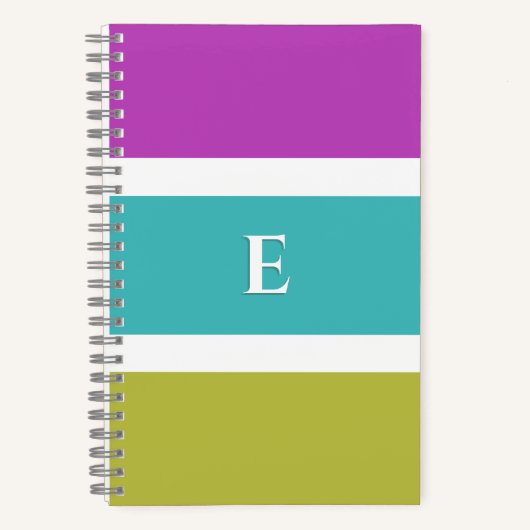 Carnet Bright Stripe Moderne Élégant Design Monogramme (Recto)