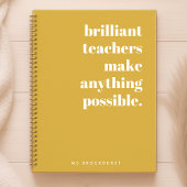 Carnet Brilliant enseignant Mustard Yellow Retro Typograp
