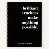 Carnet Brilliant Enseignant Retro Stylish Noir et Blanc (Devant)
