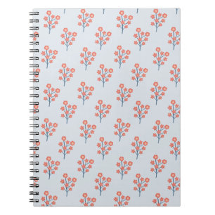 Carnet Brins de Fleur de Corail sur Motif Bleu Brumeux