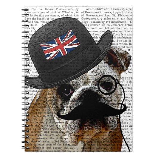 Carnet British Bulldog et Bowler Casquette (Devant)