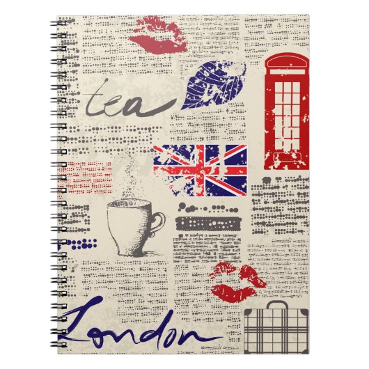 Carnet British newspaper pattern (Devant)