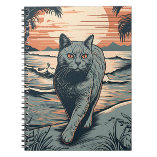 Carnet British Shorthair cat sur une plage tropicale