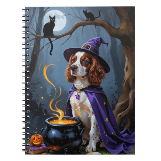Carnet Brittany Spaniel Chien Whimsical Halloween Peintur (Devant)