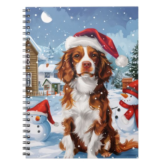 Carnet Brittany Spaniel Dog Winter Wonderland Noël (Devant)