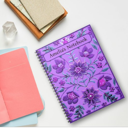 Carnet Brocade florale de lavande élégante