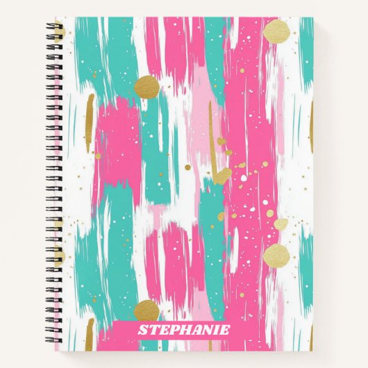 Carnet Brochures Abstraites à la menthe, rose, blanche et (Devant)
