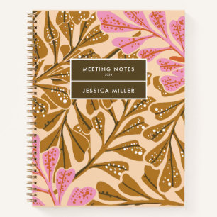 Carnet Bronze brun & sucre rose pointillé Personnaliser N