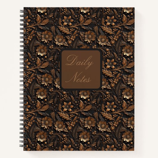 Carnet Bronze foncé Embossé Floral (Devant)