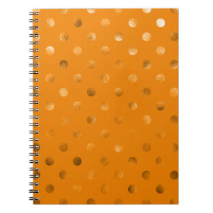 Carnet Bronze Or Métallurgique Faux Foil Polka Dot Orang