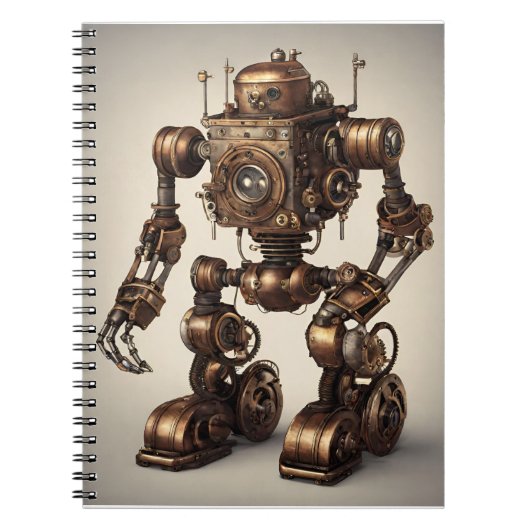 Carnet Bronze Steampunk Robot Sculpture (Devant)