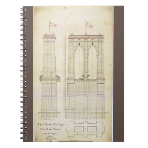 Carnet Brooklyn Bridge architecture NYC plan vintage