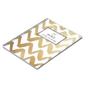 Carnet Brosse à huile d'or Faux Chevron Motif personnalis (Côté gauche)