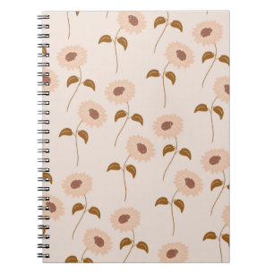 Carnet Brown Beige Retro Y2K Hippie Motif de tournesol