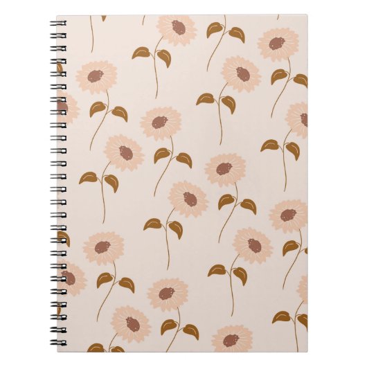 Carnet Brown Beige Retro Y2K Hippie Motif de tournesol (Devant)