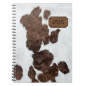 Carnet Brown blanc tacheté fourrure de vache et cuir (Devant)