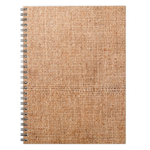 Carnet Brown burlap posé sur une feuille blanche. dossier