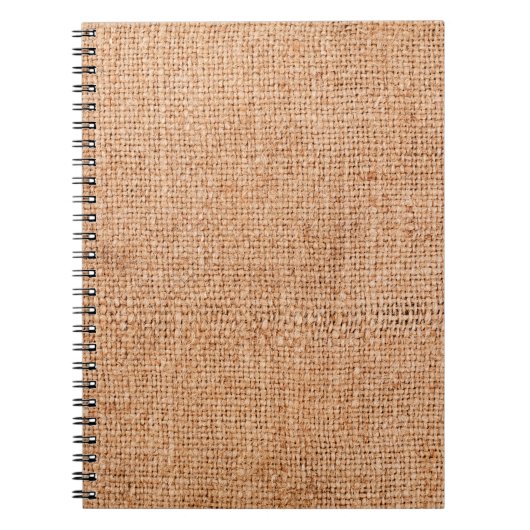 Carnet Brown burlap posé sur une feuille blanche. dossier (Devant)