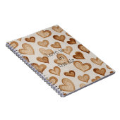Carnet Brown Cream Hearts Stripes (Côté Droit)