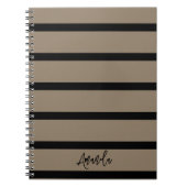 Carnet Brown et noir rayures motif personnalisé (Devant)