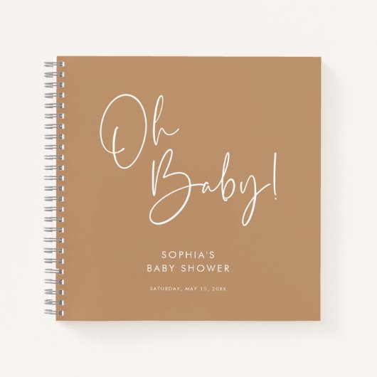 Carnet Brown Moderne Boho Genre Neutre Baby shower Invité (Devant)