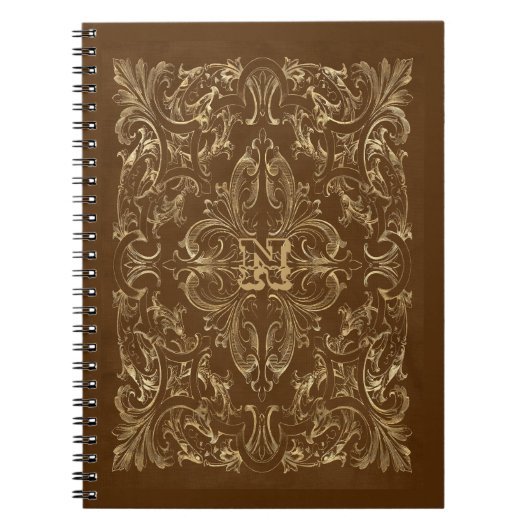 Carnet Brown Orné et cadre Or (Devant)