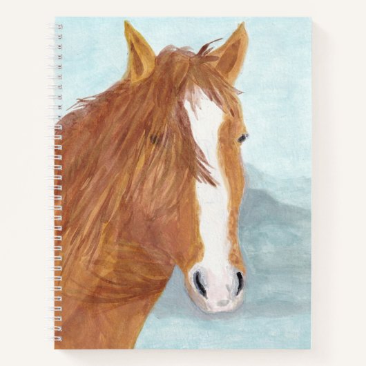 Carnet Brown Wild Horse Blue Mountain Lake - acrylique. (Devant)