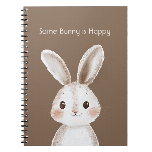 Carnet Brun Blanc Some Bunny est Heureux (Devant)