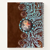 Carnet brun turquoise western pays à outils cuir (Dos)