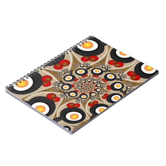 Carnet Brunch Fractal Art Drôle Nourriture, Tomates, Oeuf (Côté gauche)