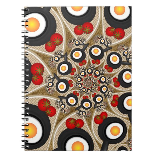 Carnet Brunch Fractal Art Drôle Nourriture, Tomates, Oeuf (Devant)