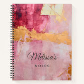 Carnet Brush artistique touche or et rose (Devant)