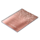 Carnet Brushed metal rose Gold Pink Glitter Monogram (Côté gauche)