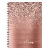 Carnet Brushed metal rose Gold Pink Glitter Monogram (Devant)