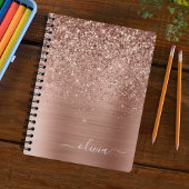 Carnet Brushed metal rose Gold Pink Glitter Monogram
