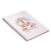 Carnet Budget Joli fille rose Unicorne Floral nommé cadea (Côté Droit)
