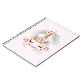 Carnet Budget Joli fille rose Unicorne Floral nommé cadea (Côté gauche)