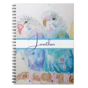 Carnet Budgie Aquarelle Peinture d'oiseau Budgies Aqua Tu