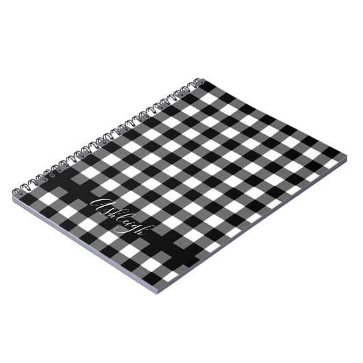 Carnet Buffalo Check Plaid Chic manuscrit Nom du script (Côté gauche)